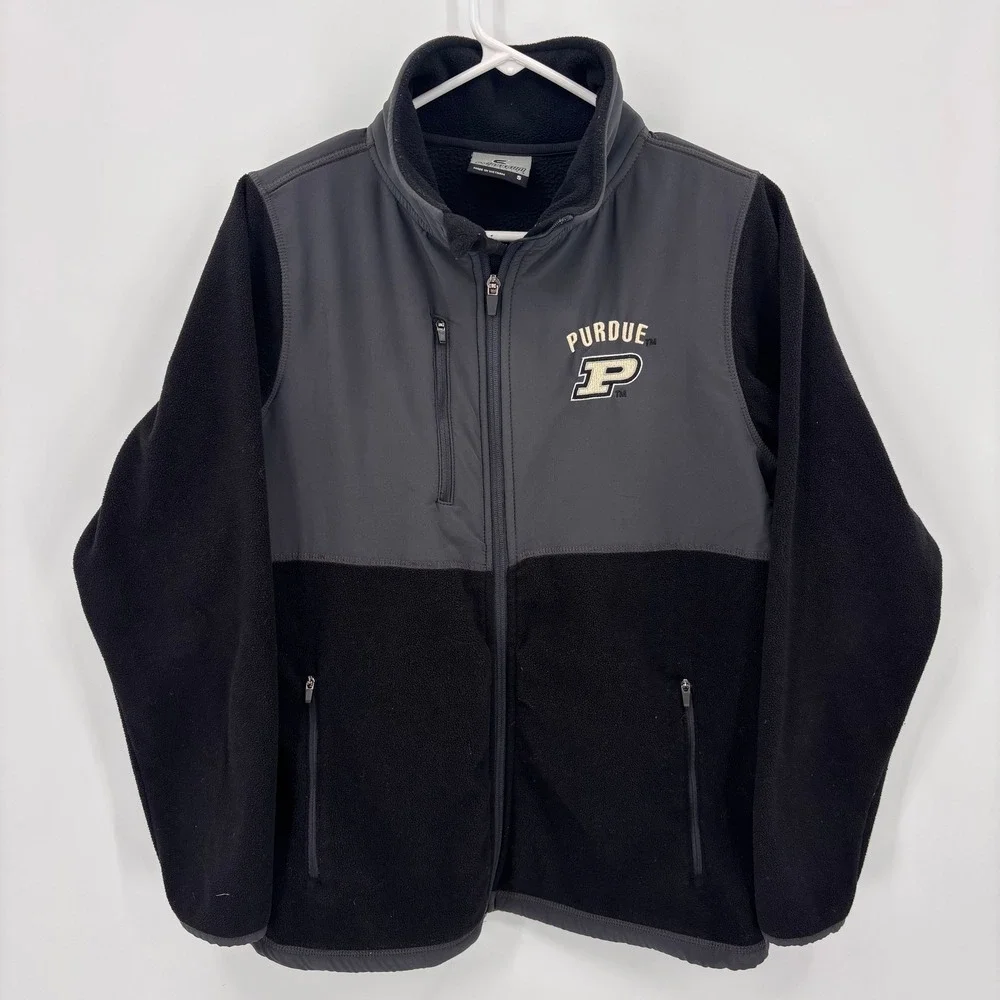 Colosseum Purdue University Jacket Women Small Black Grey Excellent Fleece Zip